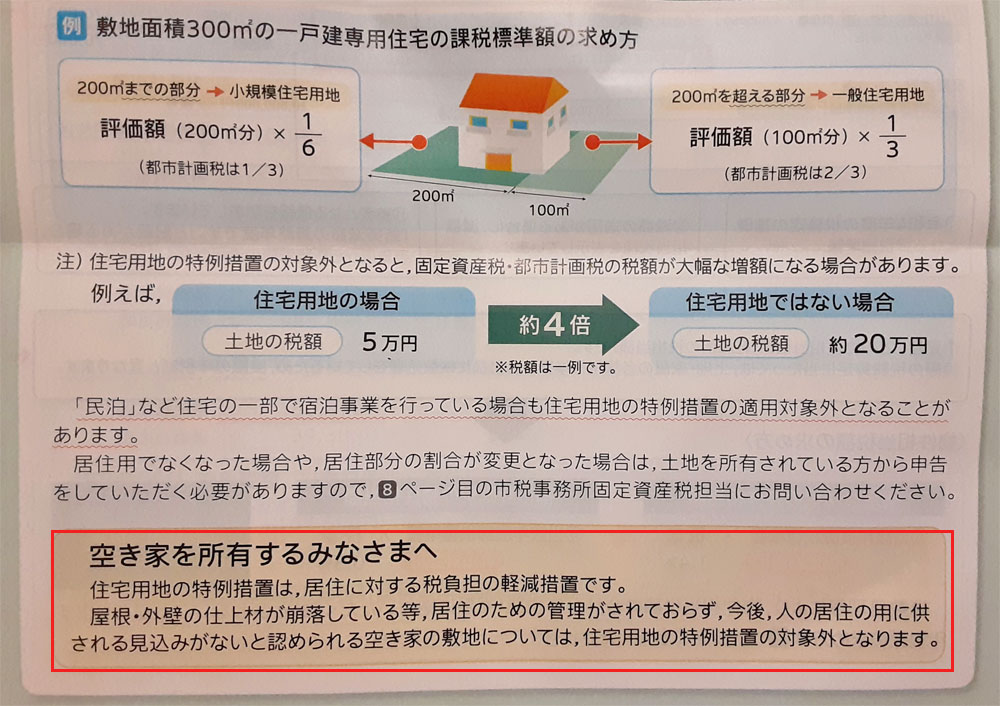 住宅に係る固定資産税「住宅用地の特例」が対象外になったときの税金の例と注意点