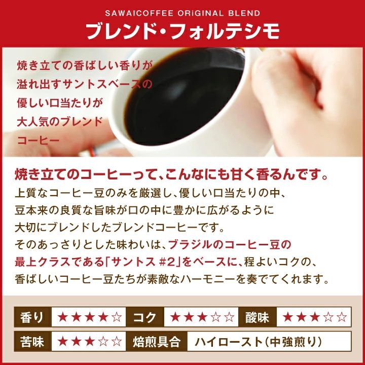 2種類のコーヒー豆が味わえる福袋。ブレンド・フォルテシモ